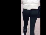 #68 Sexy girl with perfect ass in black leggings