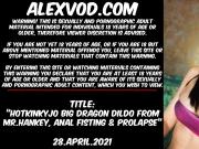 Hotkinkyjo with bif dragon dildo in anal hole & prolapse