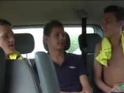 UK lads lure twink into their car for gay fun