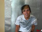Young latino amateur with tattoos 1st masturbation interview