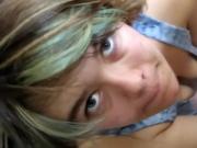 Green Haired Babe Cummed On Face - POV