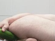 Anal play with cucumber and zucchini with cum at the end