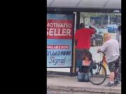 horny bitch begging to fuck on the bus stop