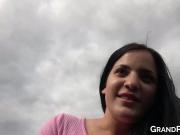 Naughty babe doggystyle fucked after blowjob for money