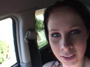 Busty Gianna Michaels sucks dick in a van then is fucked