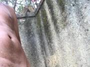 Taking a shower outdoor
