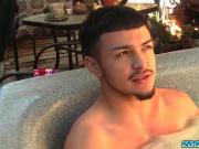 Stud Zane Vega jerks off after chilling in jacuzzi