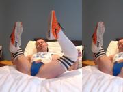 Legs up with the blue bulge