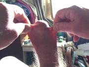 Foreskin in sun with: table tennis ball