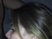 chubby white bitch needs to work on her blowjob skills