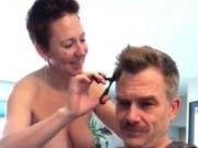 Wife gives haircut