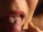Licking and sucking pierced nipple