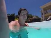 Young guy cum in the pool