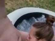 Tatted hottub blowjob