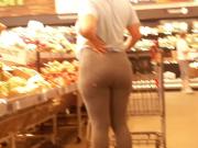 Sexy latina teasing and stretching in dem gray leggings.