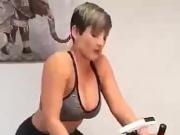 Hot girl riding a bike, with a surpries!