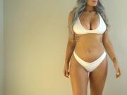Georgeous curvy babe trying on bikinis non nude
