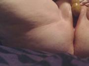 BBW Fucks Her Pussy with Wooden Dildo