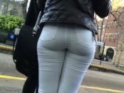 CHAV ARSE IN WHITE JEANS NEEDS CUM