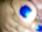 Footjob blue toes