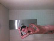 Shower after workout with butt plug by dickface0