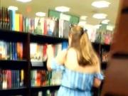 Candid Feet in Flip Flops at Bookstore Legs