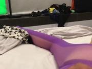 Sexy Purple Bodystocking Cumshot