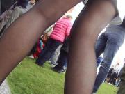 Candid hot legs in black pantyhose and sneekers