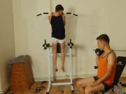 Gym twink and teen bareback fuck and cum