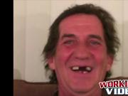 Average Joe with big belly masturbating solo on camera