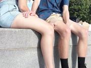 Cute little blonde bombshell barefoot