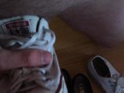 Enjoying friends shoes at her house