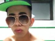 Latino Twink Jerking his Big Cock and Cum