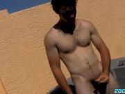 Handsome Brady Mississippi jerking off in backyard