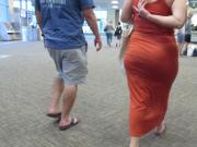 Just Married fat booty bride in a dress at airport Pt 1