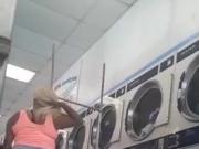 Ebony BBW, laundry mat booty shorts tease! Part.1