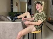 Bick Dick Young Soldier Borrowed a Flashlight from his Army