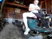 Mike Muters shows cock and balls on my lawn tractor