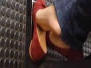 Candid teen soles in subway