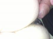 rubbing my uncut cock on her hairy ass.