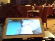 Watching a porn at restaurant