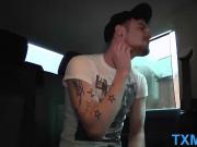 Hot Aaron twink loves double penetration and doggystyle fuck