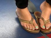 Candid Teen Feet in Flip Flops On The Bus