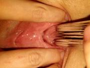 Streching my peehole with 10 cm long and 25mm wide vibrator