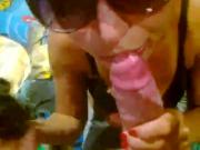 Sunglasses wearing slut gets the facial 2