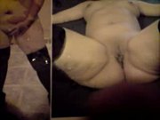 Blueyo2 cumming on a collection of my wifes photos