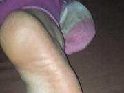 Cum over GF toes and clothes