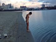 Ukrainian girl Innuska nude on winter beach