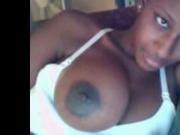 Busty ebony chick on webcam