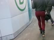 Nice ebony ass red pants part1